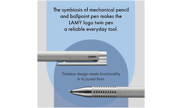 LAMY 606 MS logo Brushed Twin Pen and Leather Pouch set