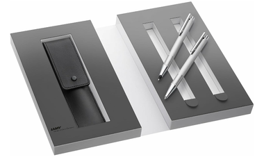 LAMY logo Brushed Steel Ballpoint Pen and Mechanical Pencil Set