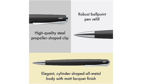 LAMY studio Ballpoint Pen Black - Gift Boxed - with FREE LAMY Drawstring Bag