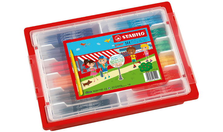 Medium Fibre-Tip Pen - STABILO power - Classpack of 144 - Assorted Colours