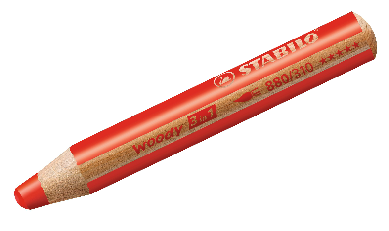 Multi-Talented Pencil - STABILO woody 3 in 1 - ARTY - Pack of 10 - Assorted Colours with Sharpener