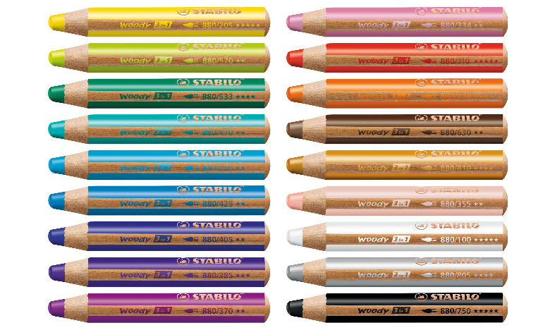 Multi-Talented Pencil - STABILO woody 3 in 1 - ARTY - Pack of 18 - Assorted Colours with Sharpener and Paint Brush