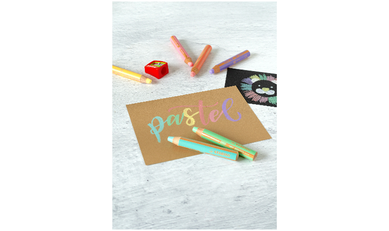 Multi-Talented Pencil - STABILO woody 3 in 1 - Pack of 6 - Assorted Pastel Colours with Sharpener