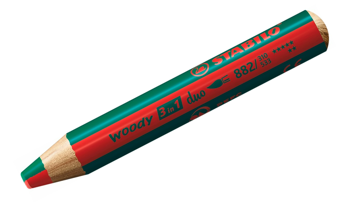 Multi-Talented Pencil - STABILO woody 3 in 1 duo - Pack of 5 - Assorted Colours with Sharpener