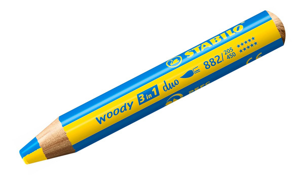 Multi-Talented Pencil - STABILO woody 3 in 1 duo - Pack of 6 - Assorted Colours with Sharpener