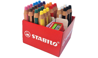 Multi-Talented Pencil - STABILO woody 3 in 1 - Classpack of 30 - Assorted Colours with 2 x Sharpeners