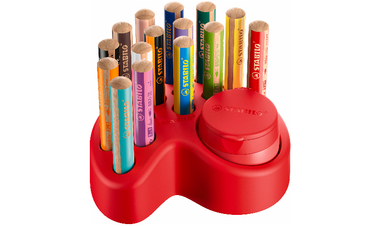Multi-Talented Pencil - STABILO woody 3 in 1 - Deskset of 15 - 10 x woody 3 in 1, 2 x woody 3 in 1 Pastel, 3 x woody 3 in 1 duo with Replaceable Container Sharpener