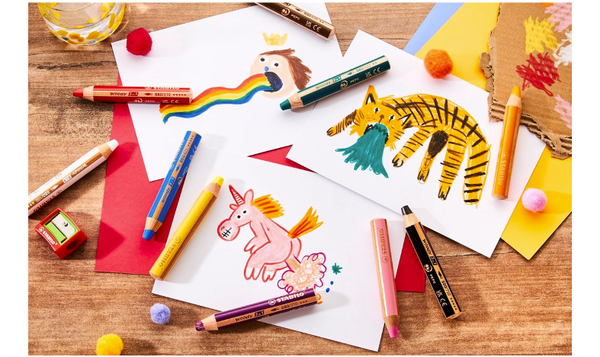 Multi-Talented Pencil - STABILO woody 3 in 1 - Pack of 10 - Birthday Edition - Assorted Colours with Sharpener
