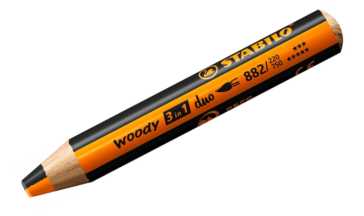 Multi-Talented Pencil - STABILO woody 3 in 1 - Deskset of 15 - 10 x woody 3 in 1, 2 x woody 3 in 1 Pastel, 3 x woody 3 in 1 duo with Replaceable Container Sharpener