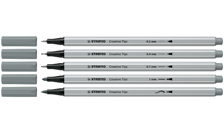 Multi-Tip Pen Set - STABILO Creative Tips - ARTY - Pack of 10 - Black and Light Grey