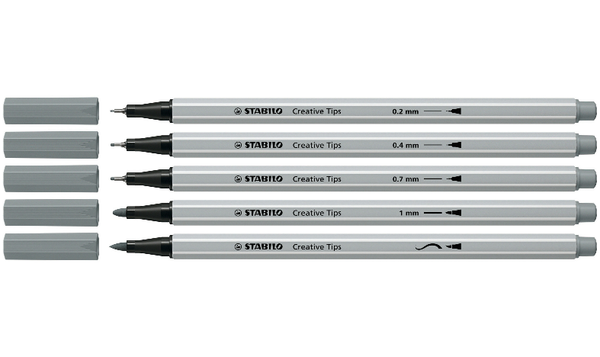 Multi-Tip Pen Set - STABILO Creative Tips - ARTY - Pack of 10 - Black and Light Grey
