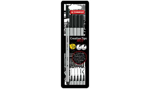 Multi-Tip Pen Set - STABILO Creative Tips - ARTY - Pack of 5 - Black