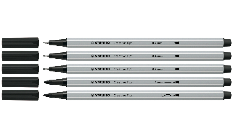 Multi-Tip Pen Set - STABILO Creative Tips - ARTY - Pack of 5 - Black