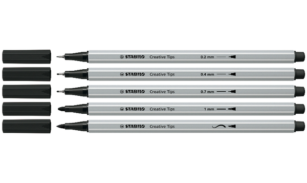 Multi-Tip Pen Set - STABILO Creative Tips - ARTY - Pack of 5 - Black