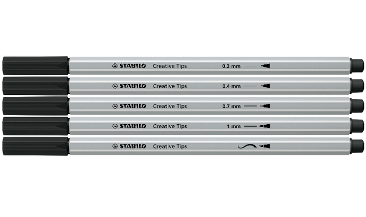 Multi-Tip Pen Set - STABILO Creative Tips - ARTY - Pack of 10 - Black and Light Grey