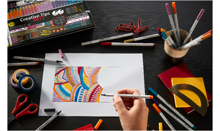 Multi-Tip Pen Set - STABILO Creative Tips - ARTY - Tin of 50 - URBAN - Assorted Colours