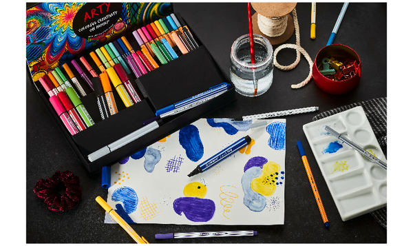 Pen Set - STABILO Creative Set - Pen 68 Max, Pen 68, Pen 68 brush, point 88, pointMax - ARTY - Pack of 55 - Assorted Colours