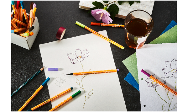 Pen Set - STABILO Creative Set - STABILO point 88, Pen 68 brush, STABILOaquacolor - ARTY - Tin of 36 - Assorted Colours