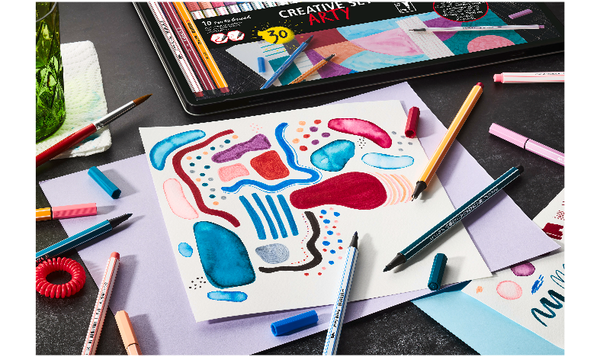 Pen Set - STABILO Creative Set - Pen 68 brush, Pen 68 + point 88 - ARTY - Tin of 30 - Assorted Colours