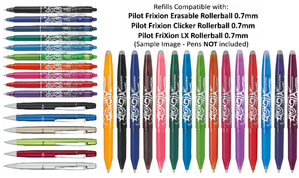 Pilot BLSFR7 FriXion Pen Refill Medium Pack of 3