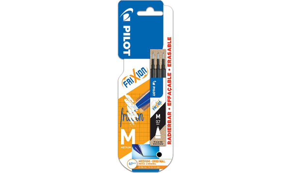 Pilot BLSFR7 FriXion Pen Refill Medium Pack of 3 Black Blister