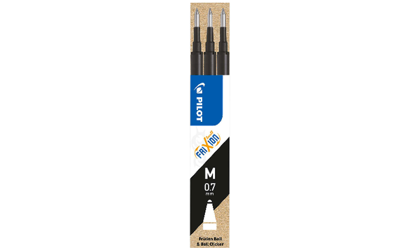 Pilot BLSFR7 FriXion Pen Refill Medium Pack of 3 Black Blister