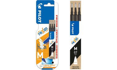 Pilot BLSFR7 FriXion Pen Refill Medium Pack of 3 Black Blister
