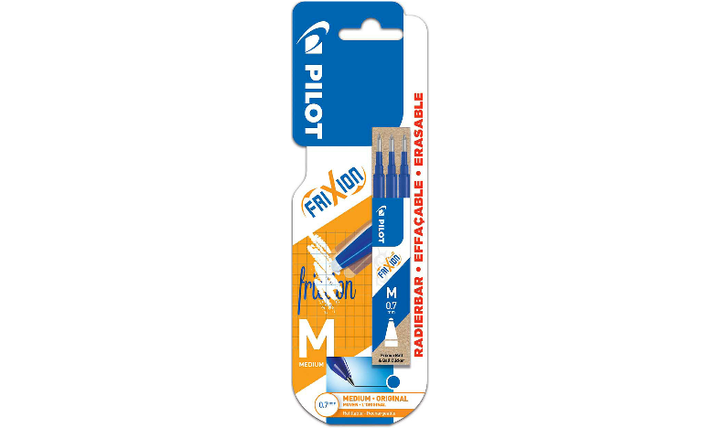 Pilot BLSFR7 FriXion Pen Refill Medium Pack of 3 Blue Blister