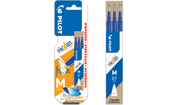 Pilot BLSFR7 FriXion Pen Refill Medium Pack of 3 Blue Blister