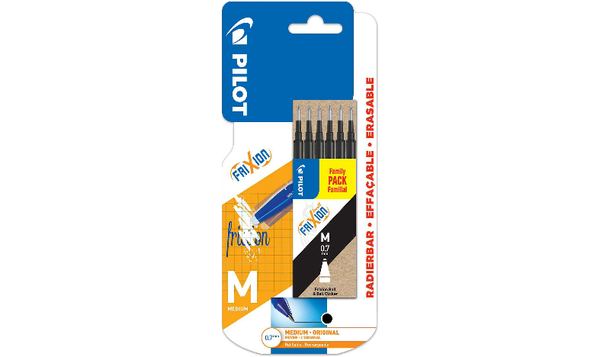 Pilot BLSFR7 FriXion Pen Refill Medium Pack of 6 Black Blister