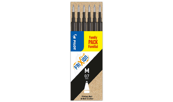 Pilot BLSFR7 FriXion Pen Refill Medium Pack of 6 Black Blister