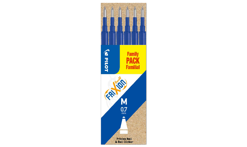 Pilot BLSFR7 FriXion Pen Refill Medium Pack of 6 Blue Blister