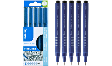 Pilot DR Drawing Pen Black Ink Wallet of 5