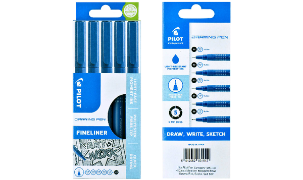 Pilot DR Drawing Pen Black Ink Wallet of 5