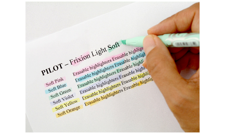 Pilot FriXion Light Soft Erasable Highlighter Wallet of 4 (Pastel Orange, Pastel Pink, Pastel Green, Pastel Blue)