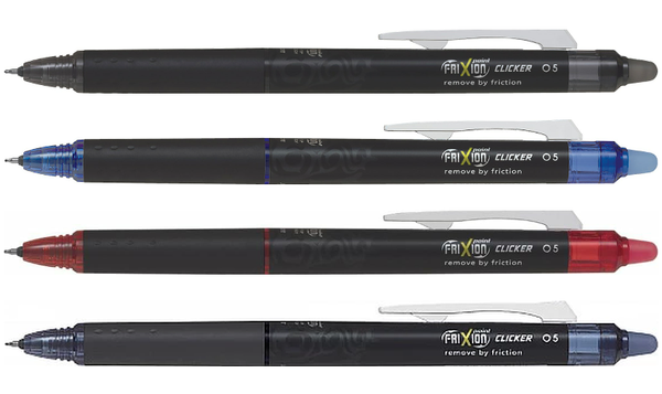 Pilot FriXion Point Clicker Erasable Rollerball Pen 05 Fine 4 Piece 'Set 2 Go'
