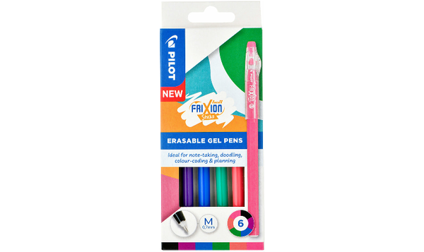 Pilot FriXion Stick Erasable Gel Pens 6 Piece Wallet Assorted