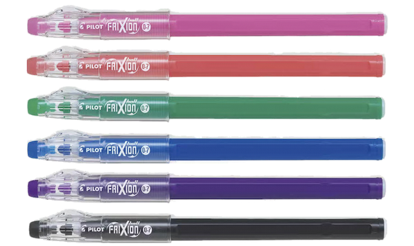 Pilot FriXion Stick Erasable Gel Pens 6 Piece Wallet Assorted