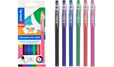 Pilot FriXion Stick Erasable Gel Pens 6 Piece Wallet Assorted