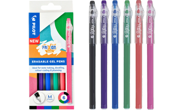 Pilot FriXion Stick Erasable Gel Pens 6 Piece Wallet Assorted