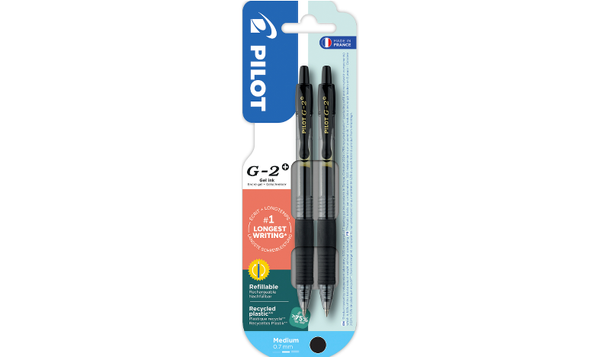 Pilot G-2 Plus BegreeN 0.7 Gel Ink Rollerball Pen Pack of 2 Black