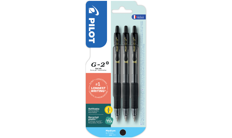 Pilot G-2 Plus BegreeN 0.7 Gel Ink Rollerball Pen Pack of 3 Black