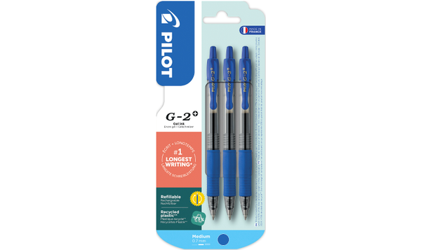 Pilot G-2 Plus BegreeN 0.7 Gel Ink Rollerball Pen Pack of 3 Blue