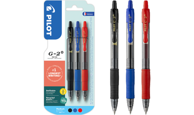 Pilot G-2 Plus BegreeN 0.7 Gel Ink Rollerball Pen Pack of 3 (Black, Blue, Red)