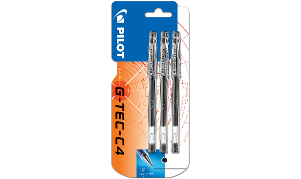 Pilot G-Tec-C4 Rollerball Pen BLGC4 Black Pack of 3