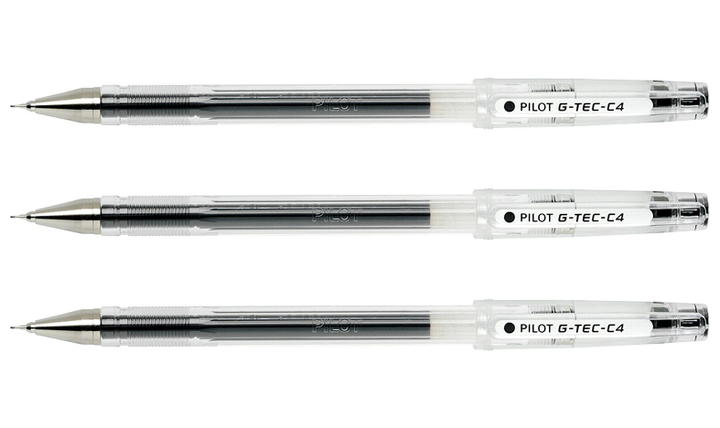 Pilot G-Tec-C4 Rollerball Pen BLGC4 Black Pack of 3