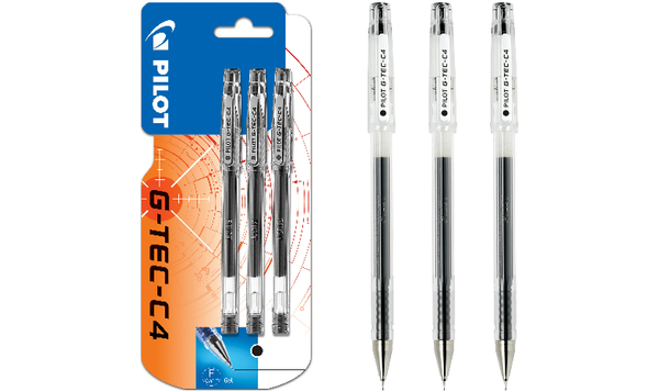 Pilot G-Tec-C4 Rollerball Pen BLGC4 Black Pack of 3