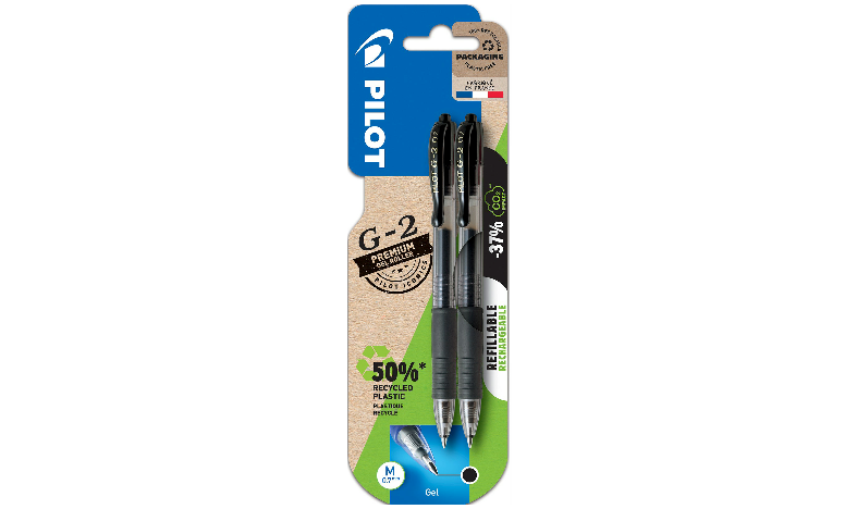 Pilot G2 07 Gel Ink Rollerball Pen BLG207 Black Pack of 2