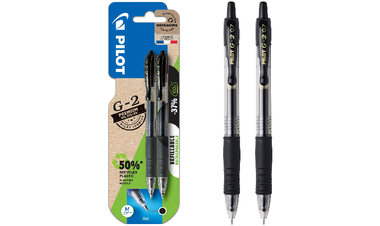 Pilot G2 07 Gel Ink Rollerball Pen BLG207 Black Pack of 2