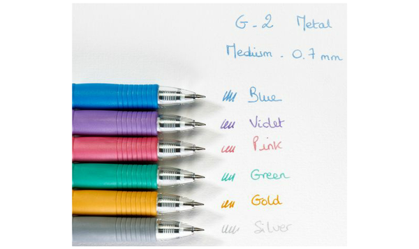 Pilot G2 Metallic Retractable Rollerball Pen Assorted Set of 6